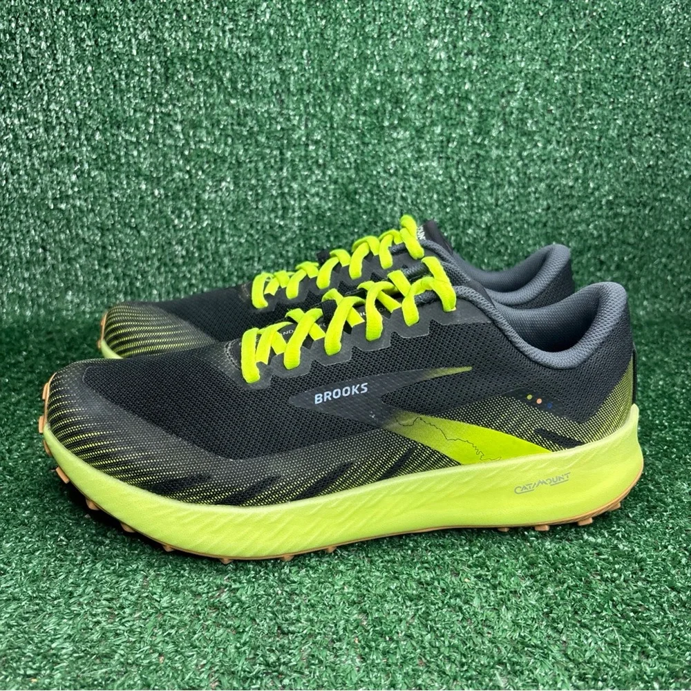 Brooks Catamount Trail Running Lace Up Shoes Black Yellow Mens Size 10 - Picture 3 of 12